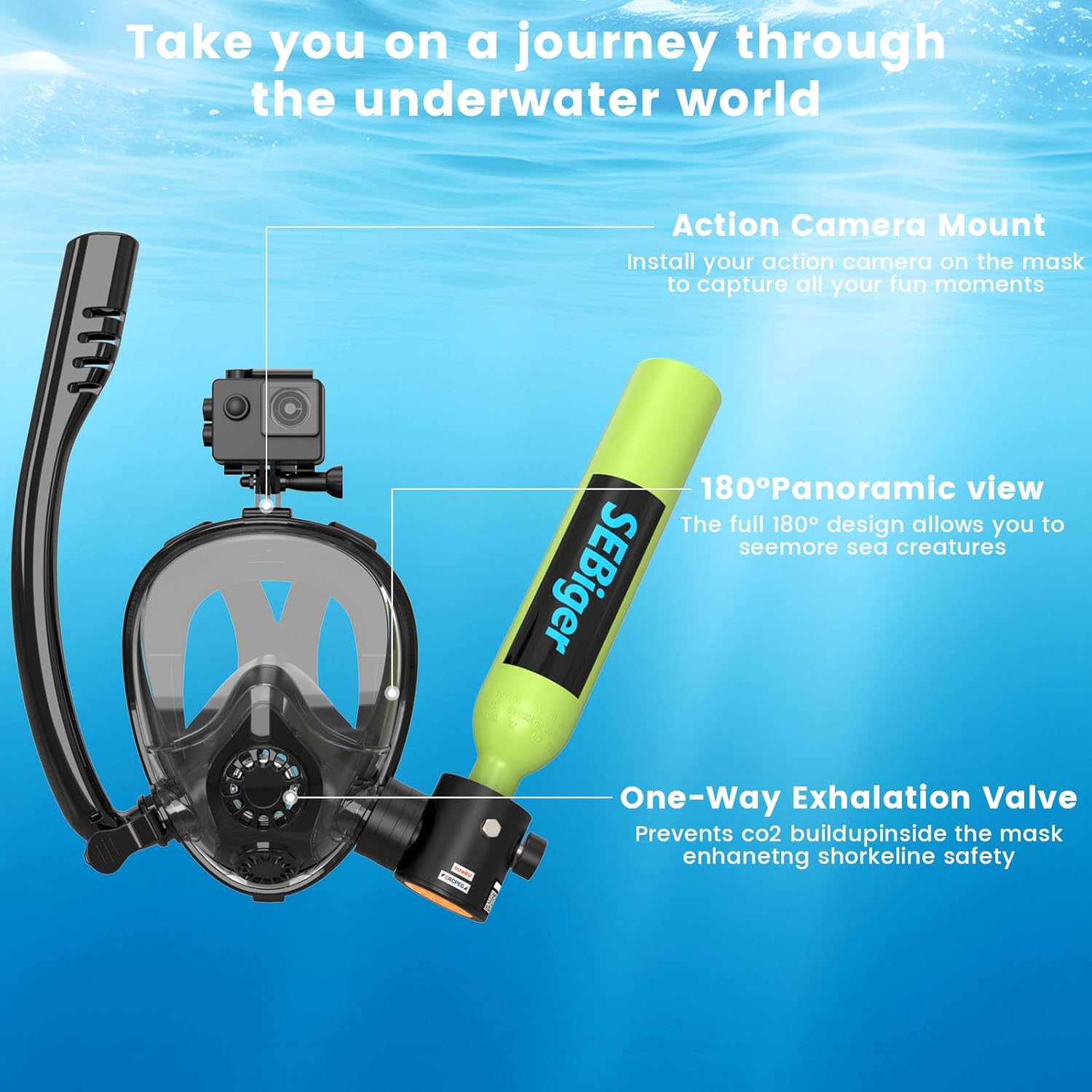 Mini Scuba Tank 0.5L with Full - огляд і ціна Snorkel Set